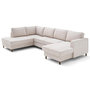 Voir la diapositive 4 : LISA DESIGN Jake - canapé panoramique d'angle gauche 7 places convertible avec coffre en tissu velours relief