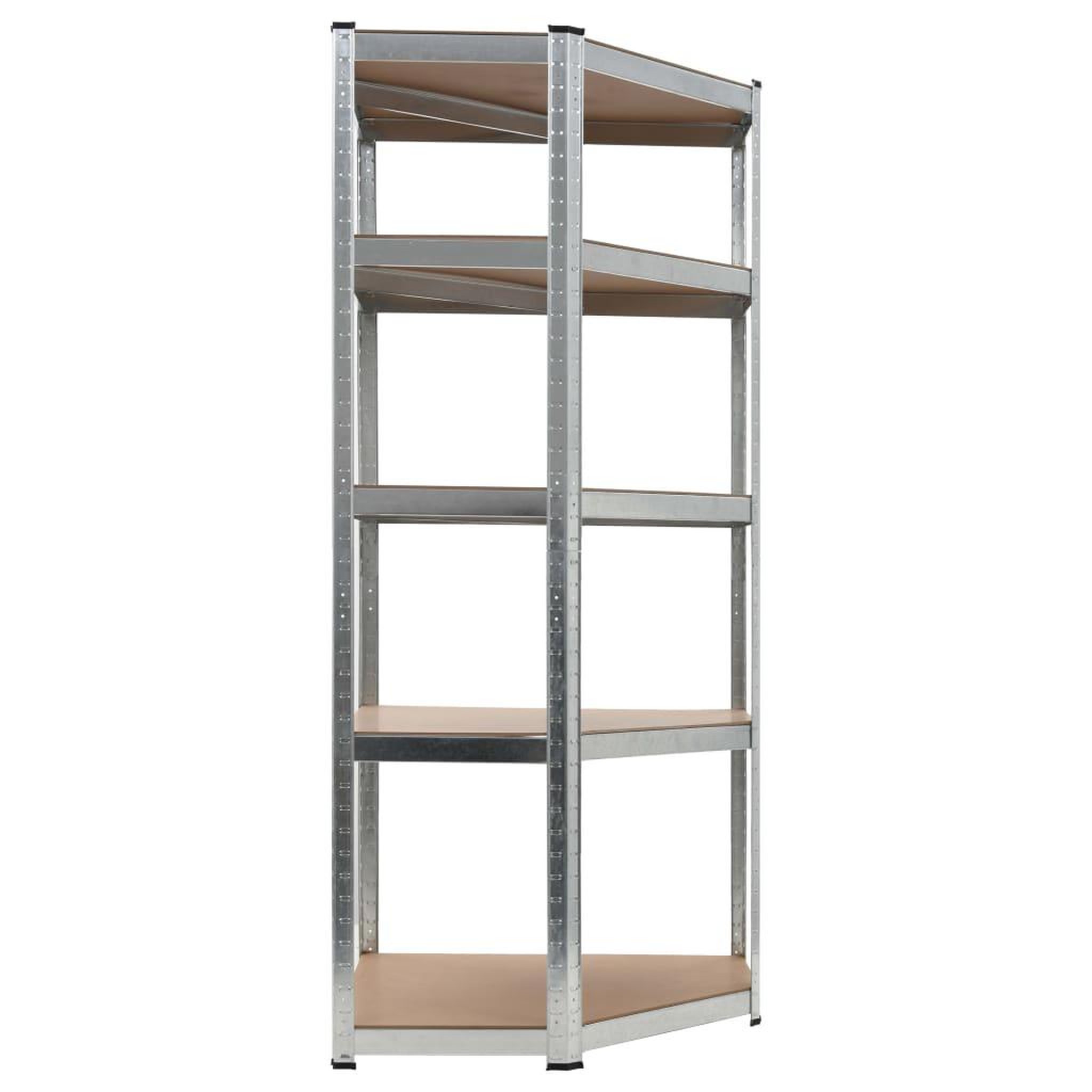 Voir la diapositive 2 : VIDAXL Etagere d'angle a 5 niveaux Argente Acier et bois d'ingenierie