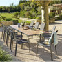 Voir la diapositive 2 : HESPERIDE Table de jardin extensible en aluminium effet bois 10 places EVASION - Honey et graphite