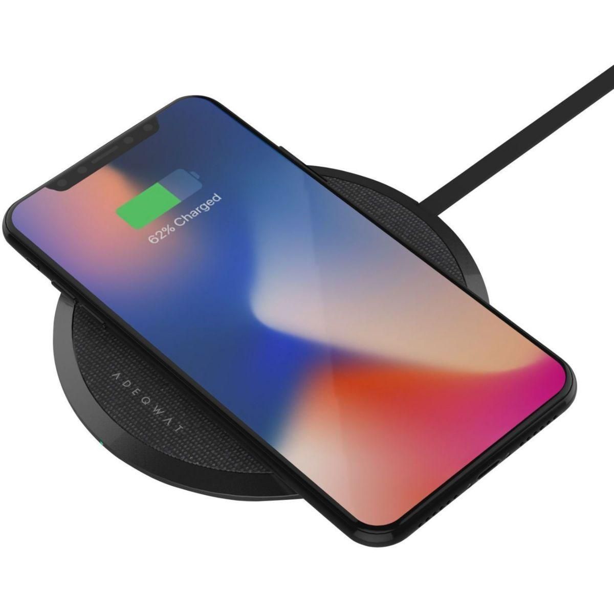 ADEQWAT Chargeur induction sans fil ultra-plat 15W Noir