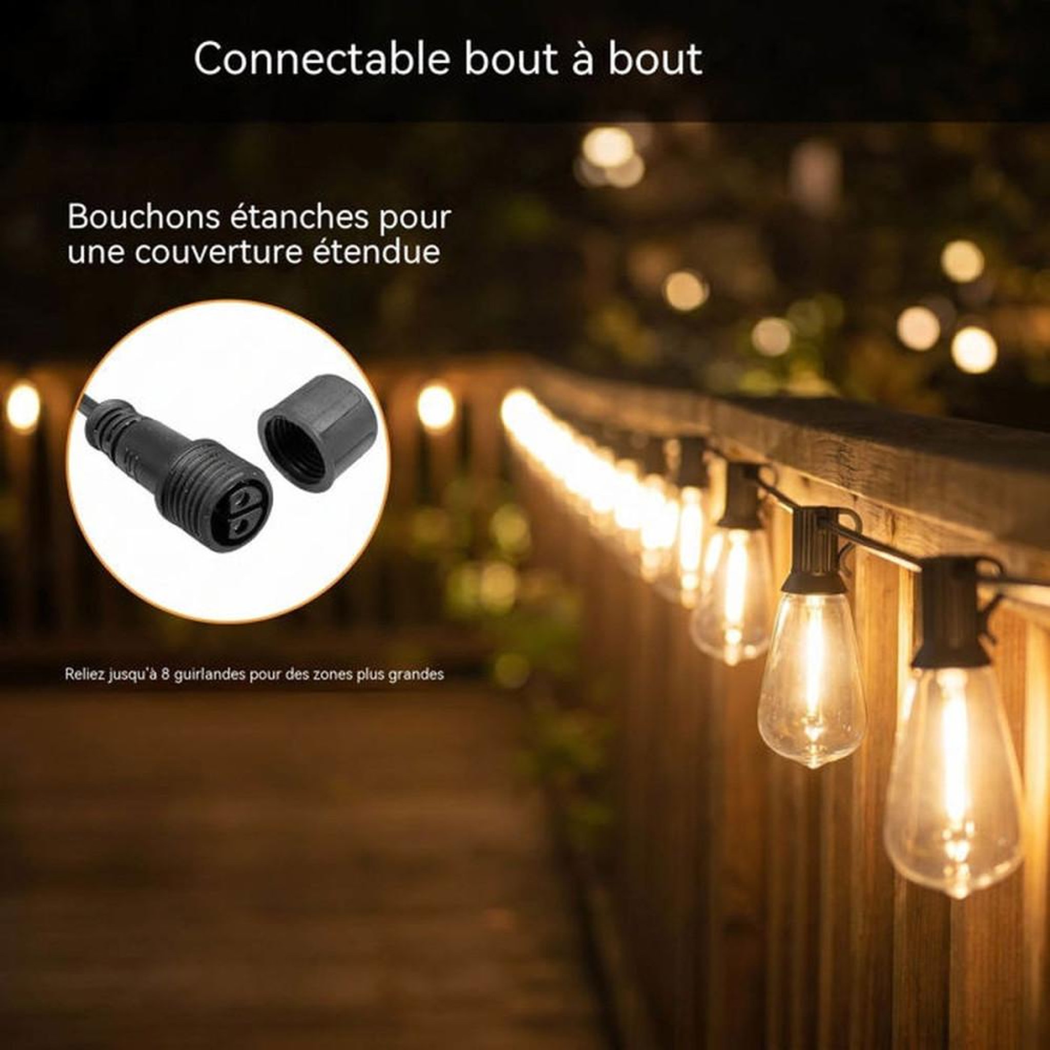 Voir la diapositive 2 : Guirlande lumineuse extérieure suspendue ST38 36,5 m 62 LED PET E12 blanc chaud Octopia