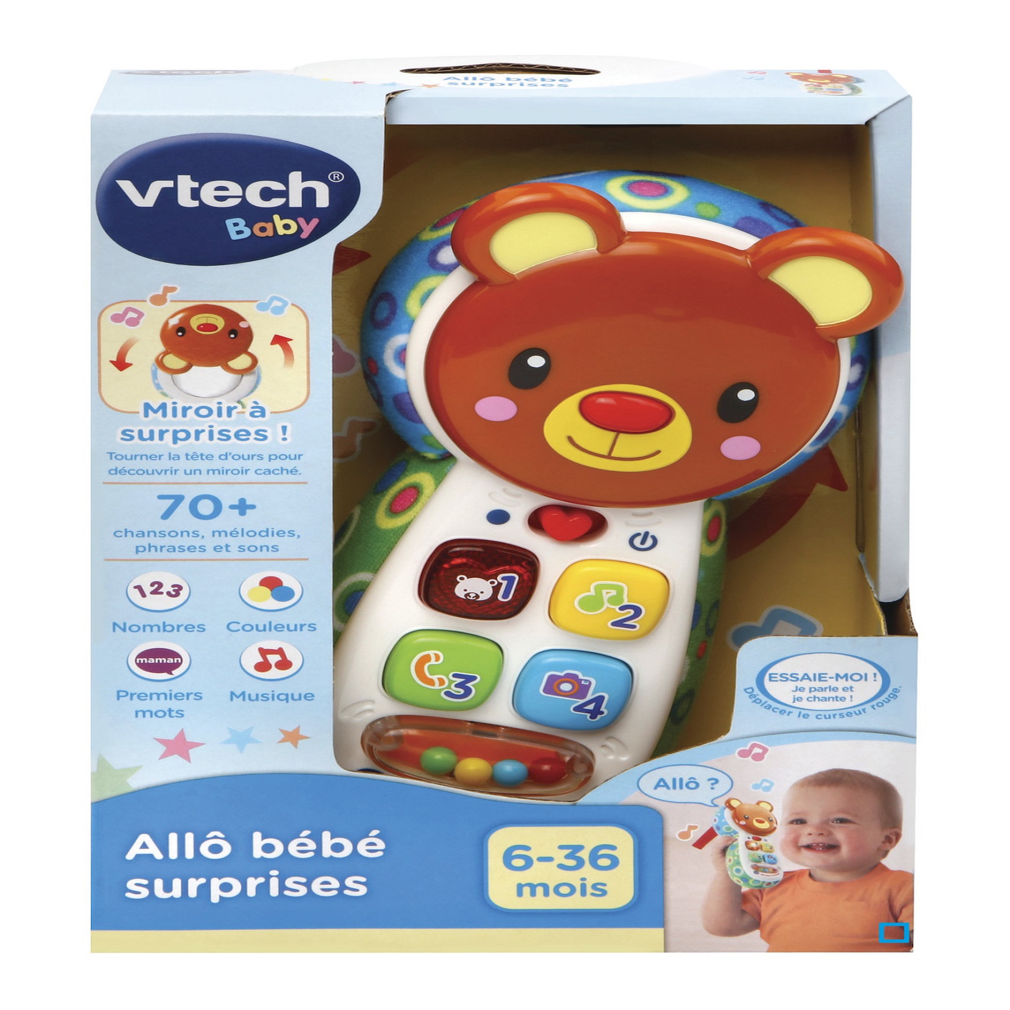 Voir la diapositive 3 : VTECH Téléphone Allo bébé surprises brun - Dès 12 mois