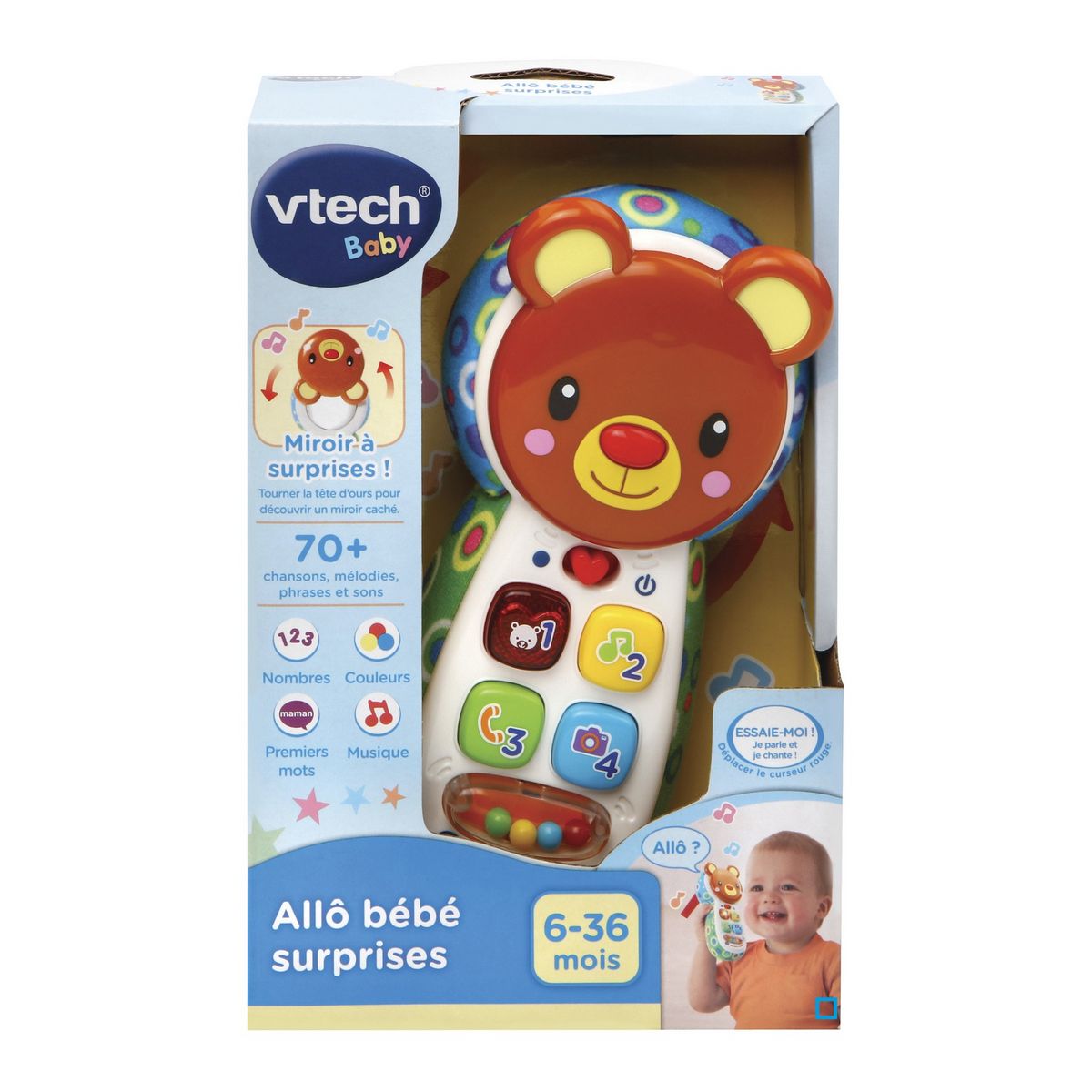 VTECH Téléphone Allo bébé surprises brun - Dès 12 mois