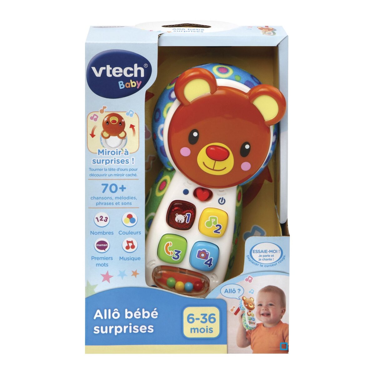 VTECH Téléphone Allo bébé surprises brun - Dès 12 mois