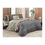 GENERIQUE Parure de lit - 1 housse de couette 220 x 240 cm + 2 taies d'oreiller 60 x 60 cm - 65% coton, 35% polyester - Gris