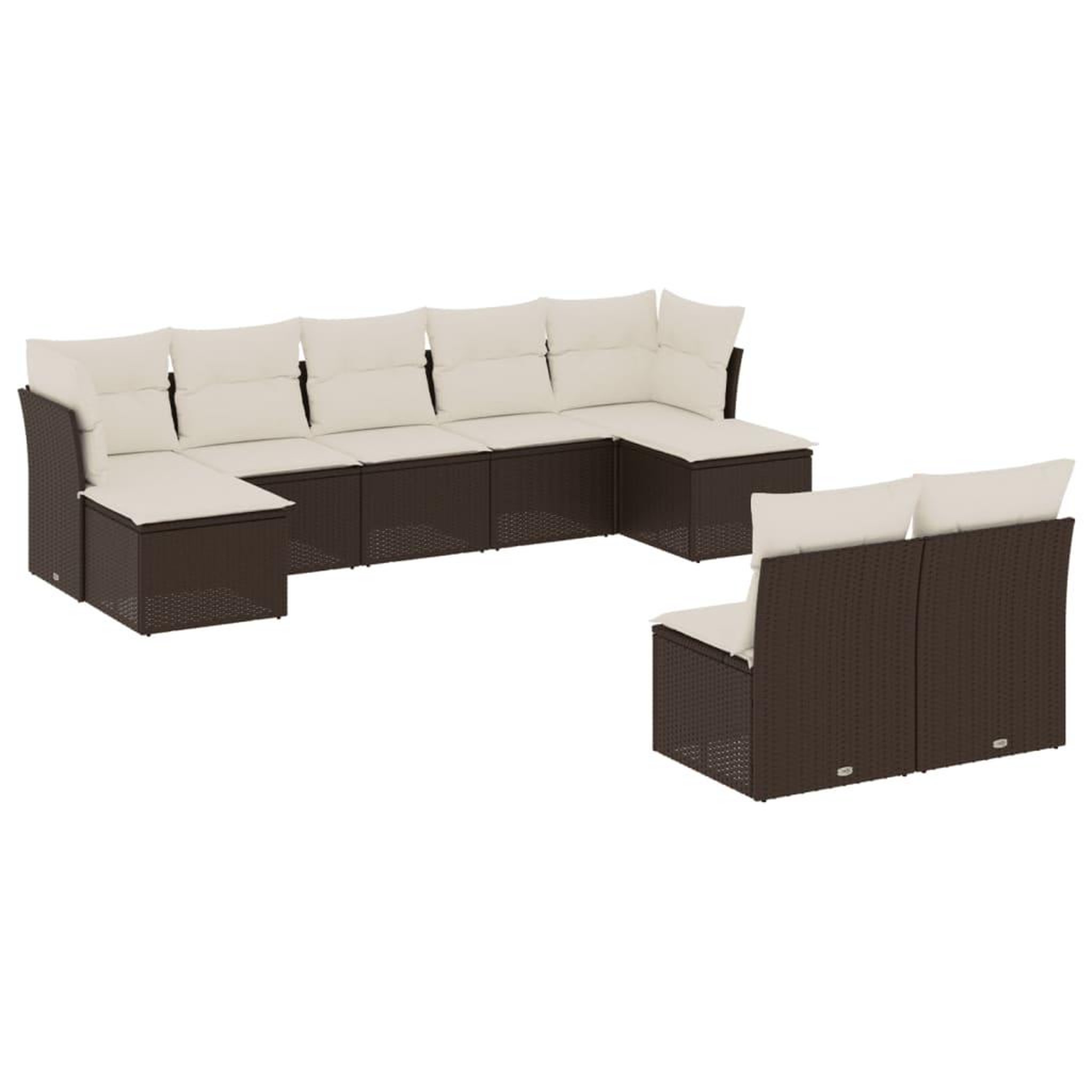 Voir la diapositive 2 : VIDAXL Salon de jardin avec coussins 9 pcs marron resine tressee