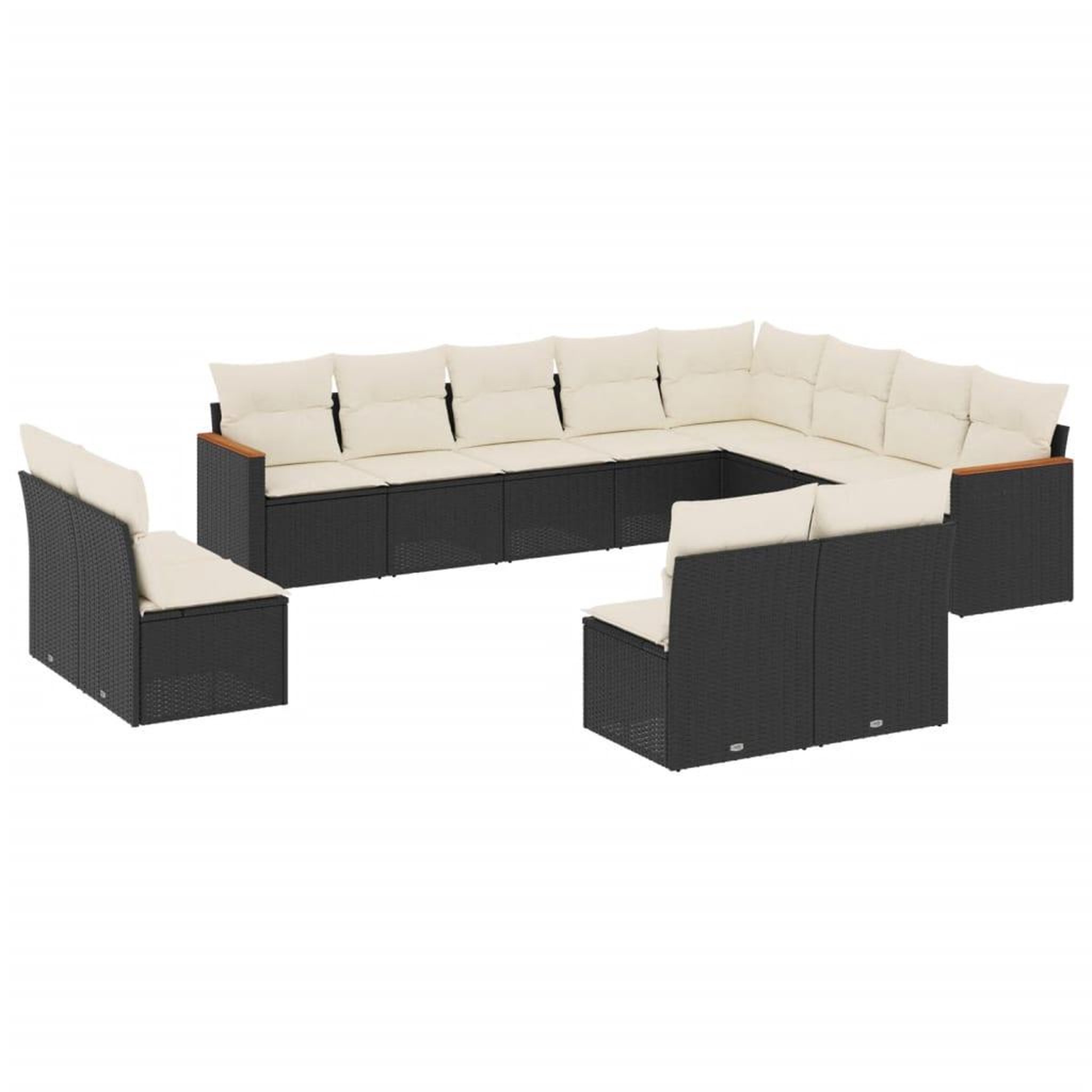 Voir la diapositive 2 : VIDAXL Salon de jardin 12 pcs avec coussins noir resine tressee