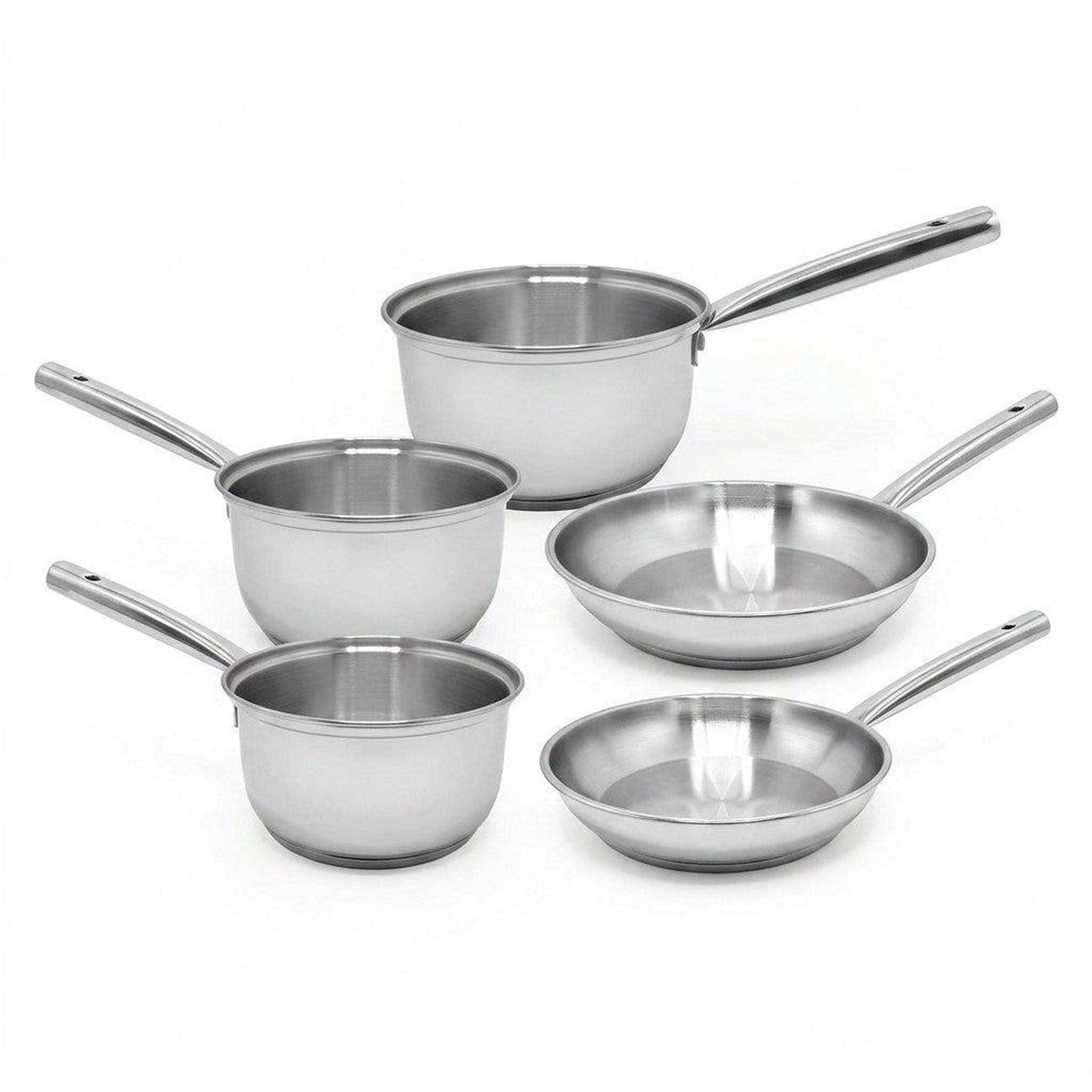Fackelmann Lot de 3 casseroles en inox 18/20/22 cm et 2 poêles à frire en inox 20/28 cm fackelmann rhona