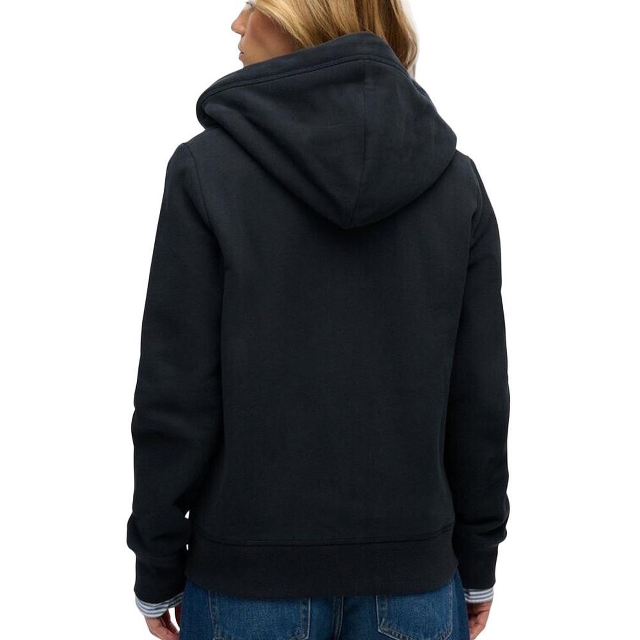 Voir la diapositive 2 : SUPERDRY Sweat Marine Femme Superdry Essential Logo Ziphood Hb