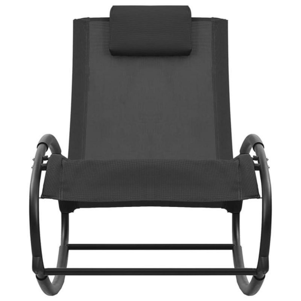 VIDAXL Chaise longue avec oreiller acier et textilène noir