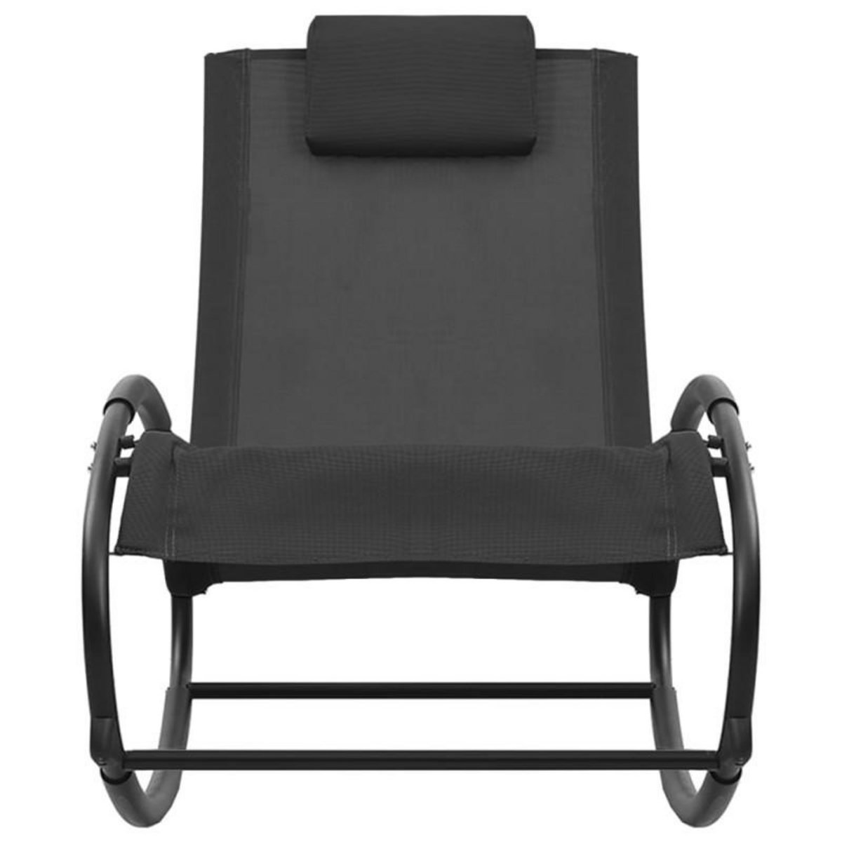 VIDAXL Chaise longue avec oreiller acier et textilène noir