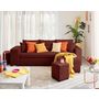Voir la diapositive 1 : BEST MOBILIER California - canapé d'angle réversible 4 places - convertible avec coffre, étagère et poufs - en velours texturé