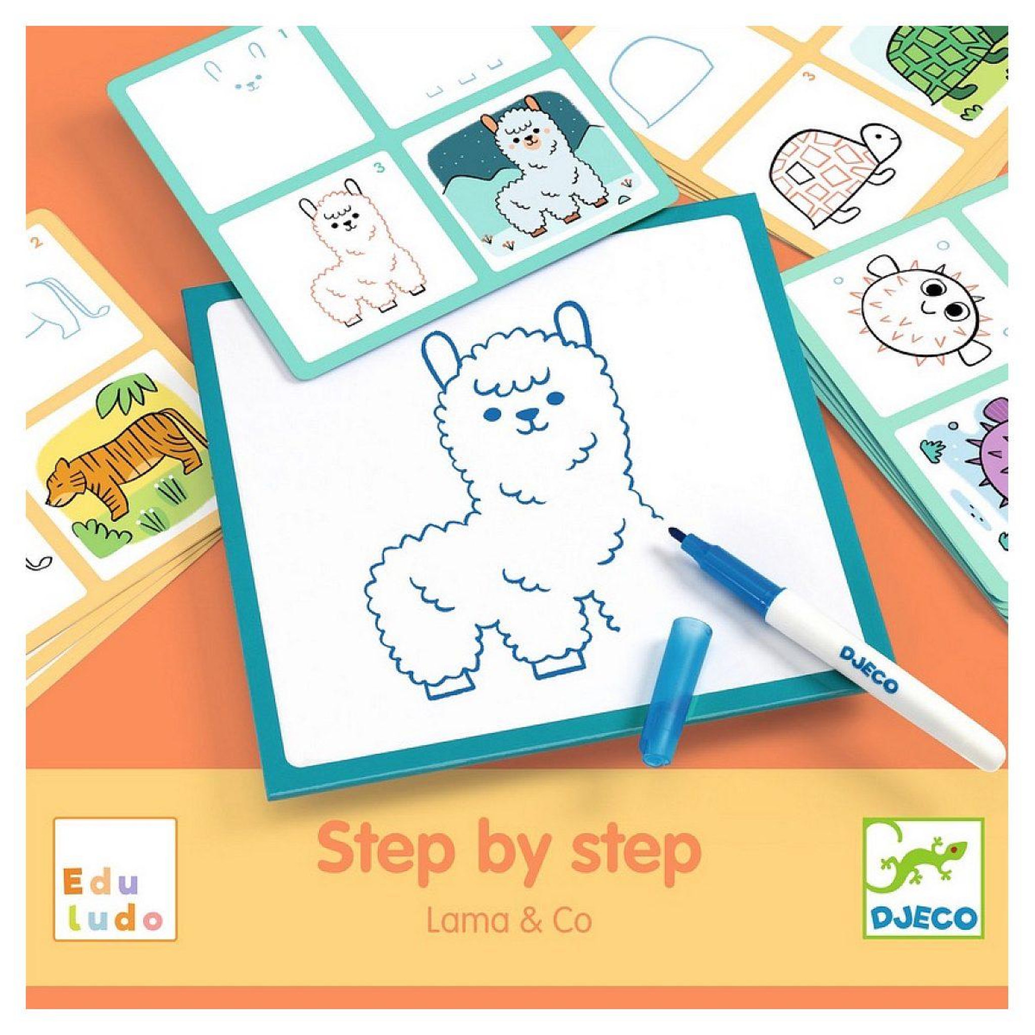 Djeco Step by step j'apprend a dessiner lama  and  co