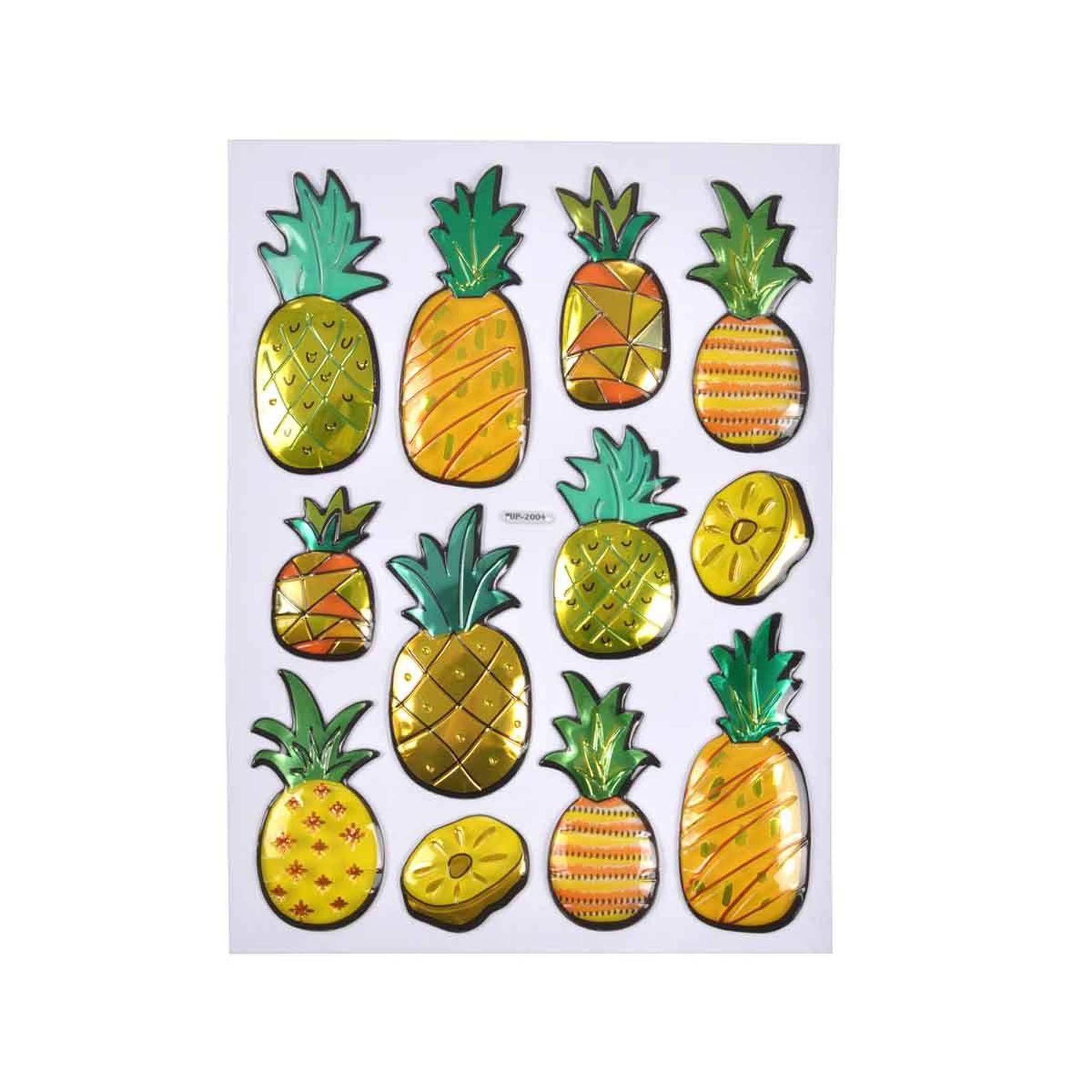 HOMEA Stickers 3d en métal  ananas  jaune & vert