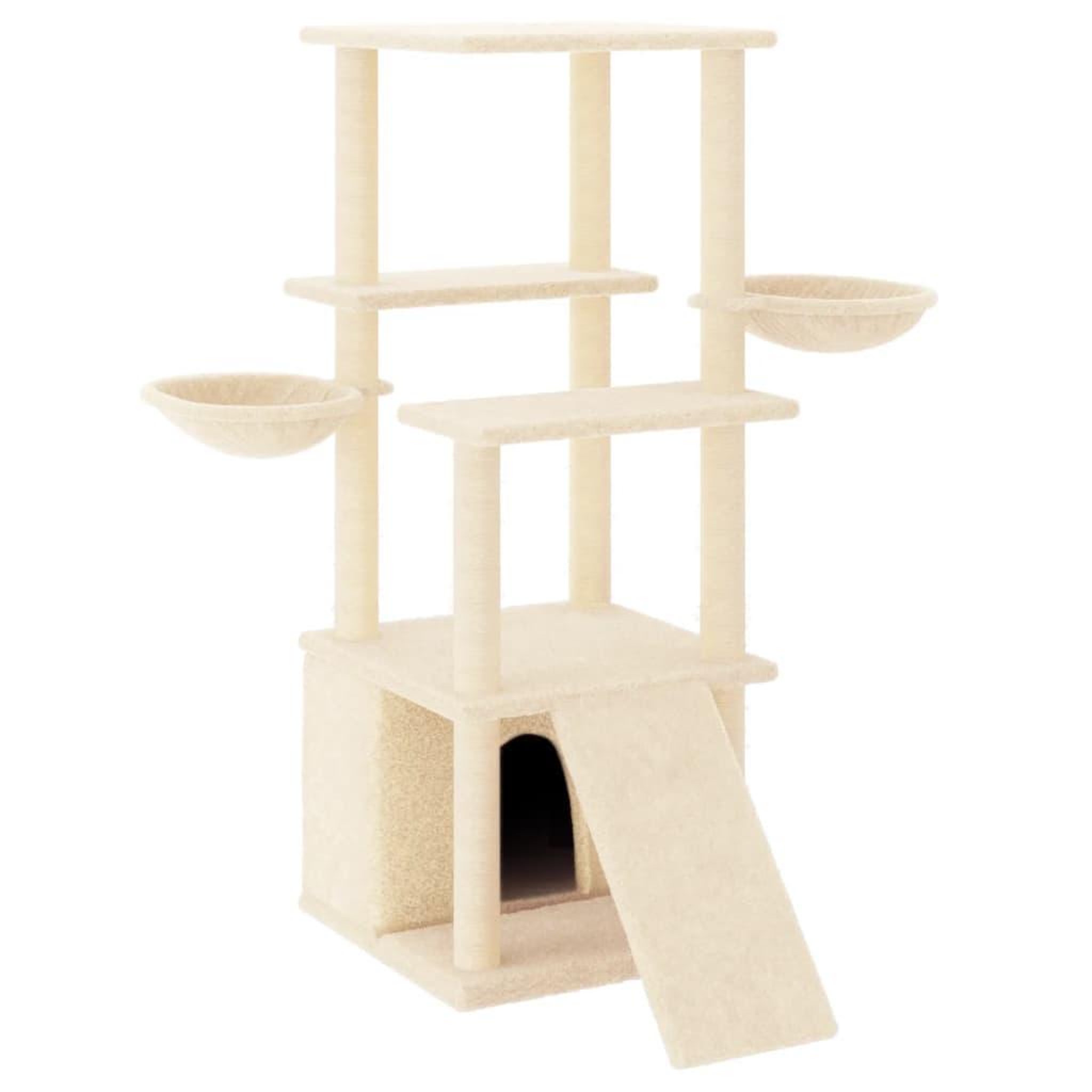 Voir la diapositive 2 : VIDAXL Arbre a chat avec griffoirs en sisal creme 133 cm