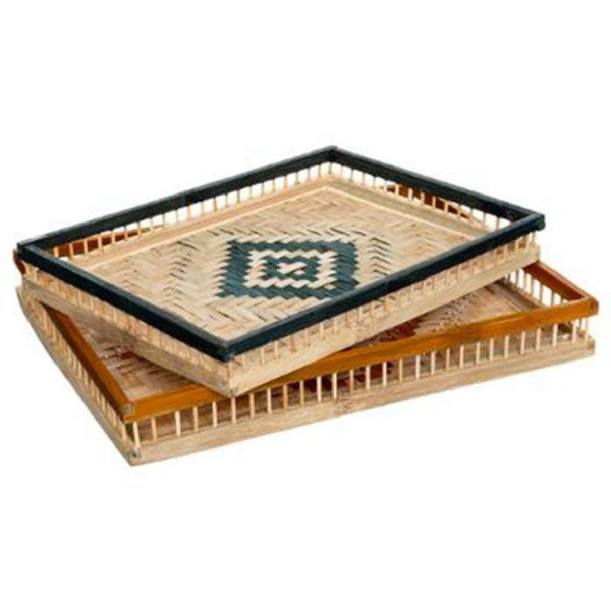 ATMOSPHERA Lot de 2 Plateaux en Bambou  Hacienda  40cm Naturel