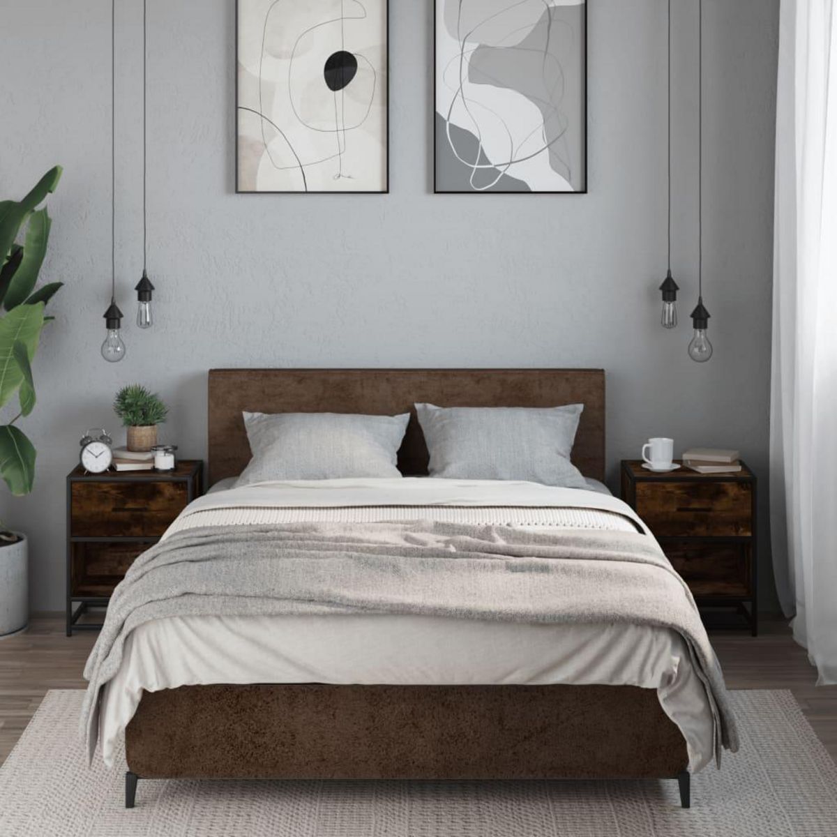 VIDAXL Tables de chevet 2 pcs chene fume 40x31x50 cm bois ingenierie