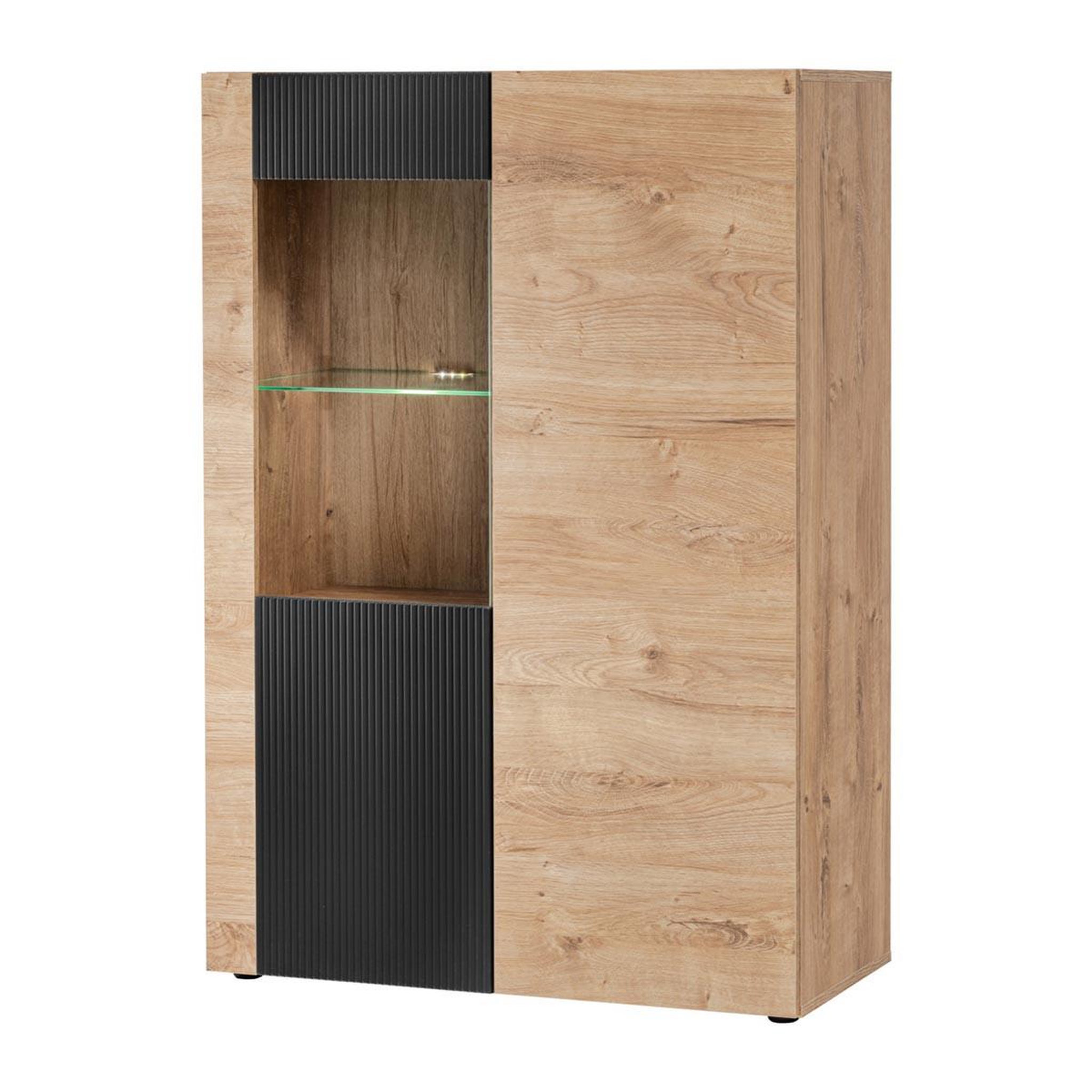 Paris Prix Meuble de rangement bas rainuré  aron  132cm naturel & noir