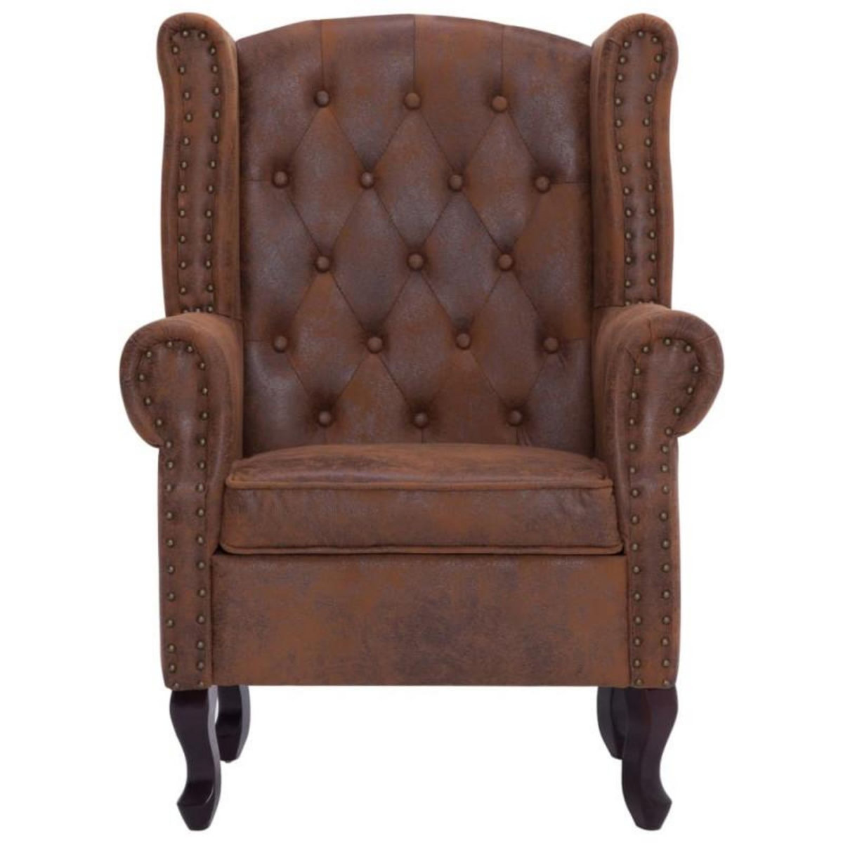 VIDAXL Fauteuil Chesterfield et repose pieds Marron Similicuir daim