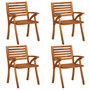 Voir la diapositive 2 : VIDAXL Chaises de jardin avec coussins lot de 4 Bois de teck solide