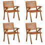 Voir la diapositive 2 : VIDAXL Chaises de jardin avec coussins lot de 4 Bois de teck solide