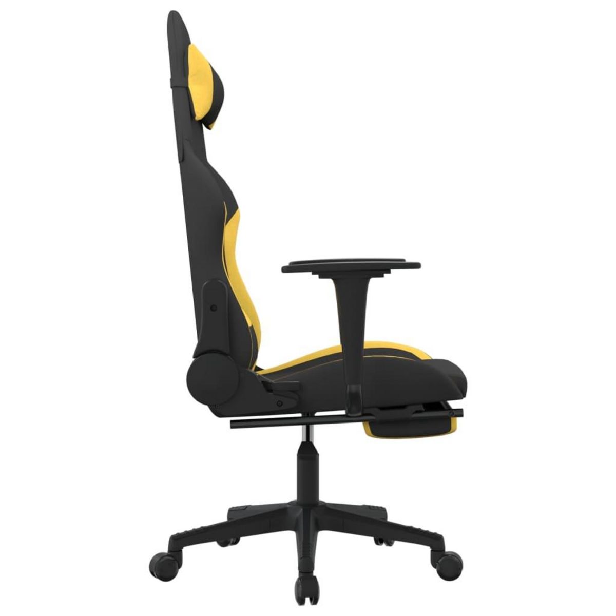 VIDAXL Chaise de jeu de massage avec repose-pied Noir et jaune Tissu