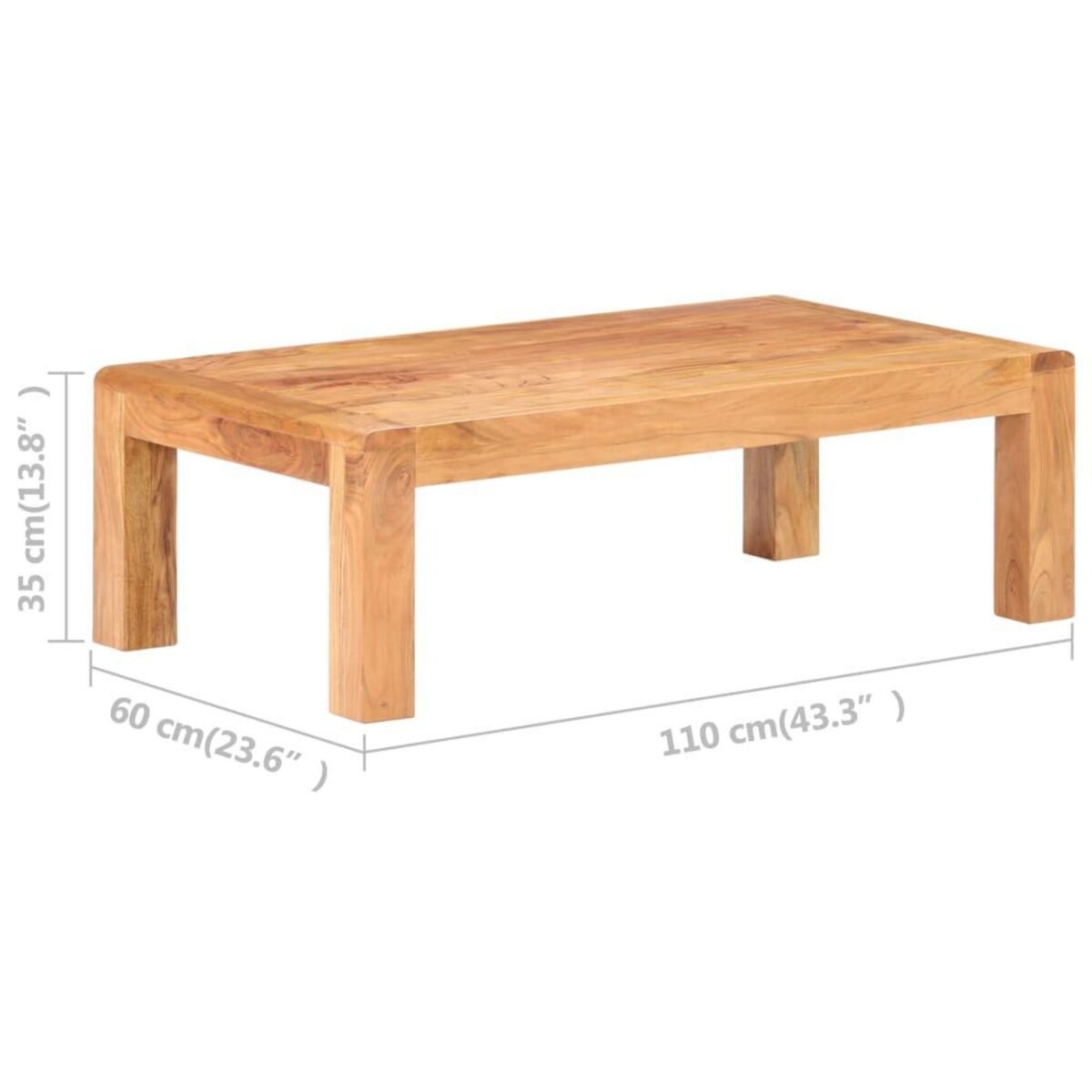 VIDAXL Table basse 110x60x35 cm Bois d'acacia massif et finition miel