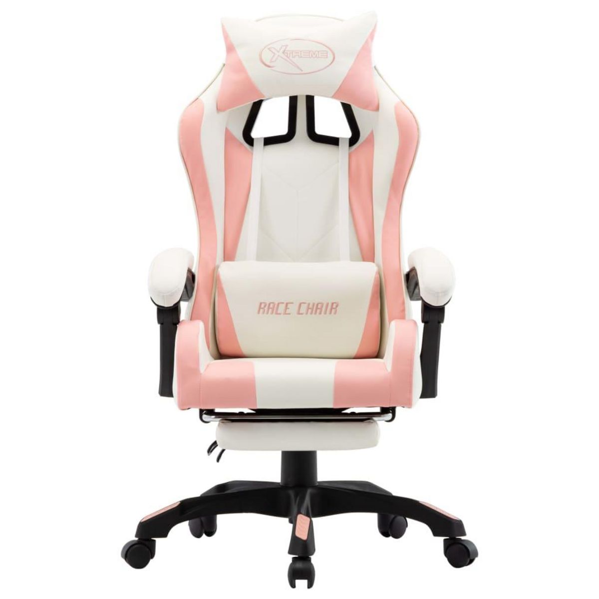 VIDAXL Fauteuil de jeux video et repose-pied Rose et blanc Similicuir