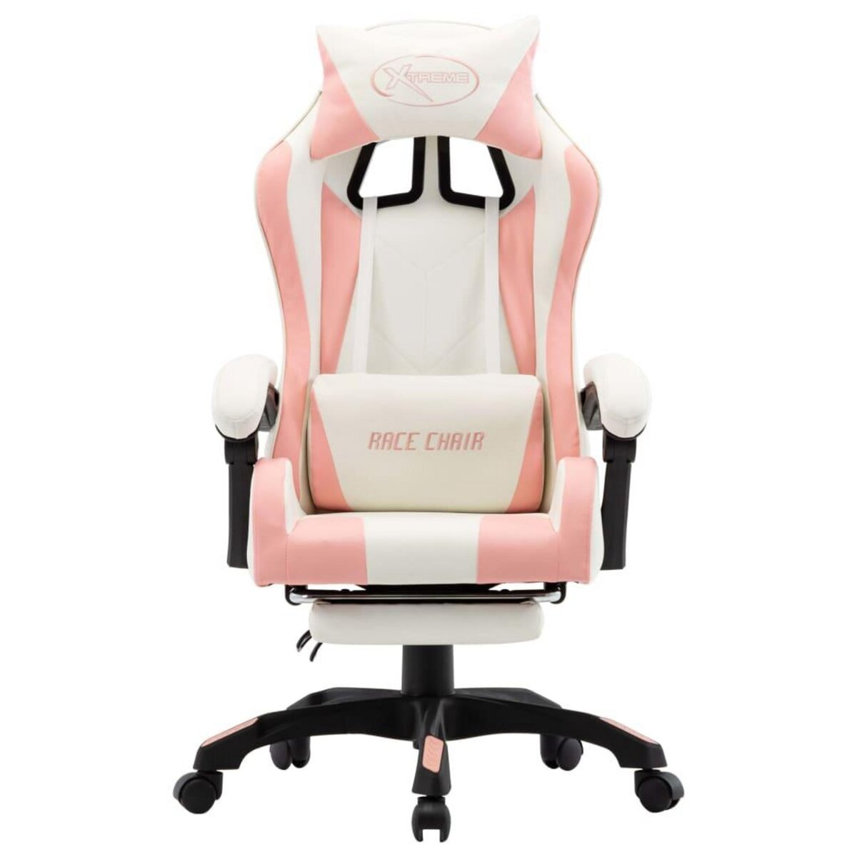 VIDAXL Fauteuil de jeux video et repose-pied Rose et blanc Similicuir