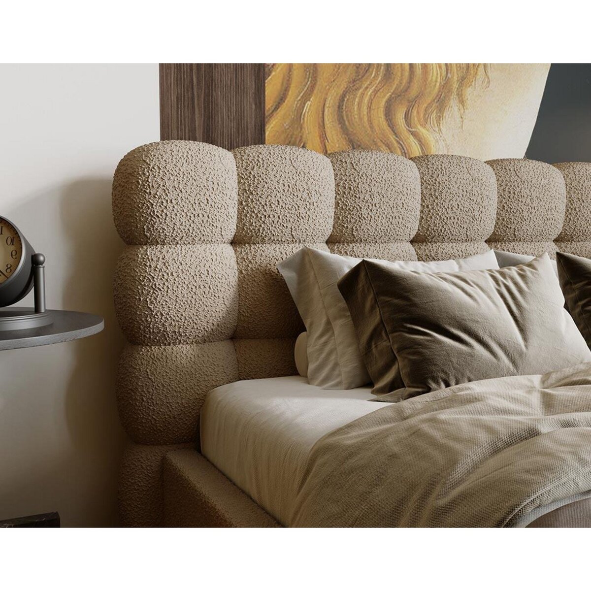 BEST MOBILIER Lotus - lit coffre - 140x200 cm - sommier inclus - en tissu bouclette