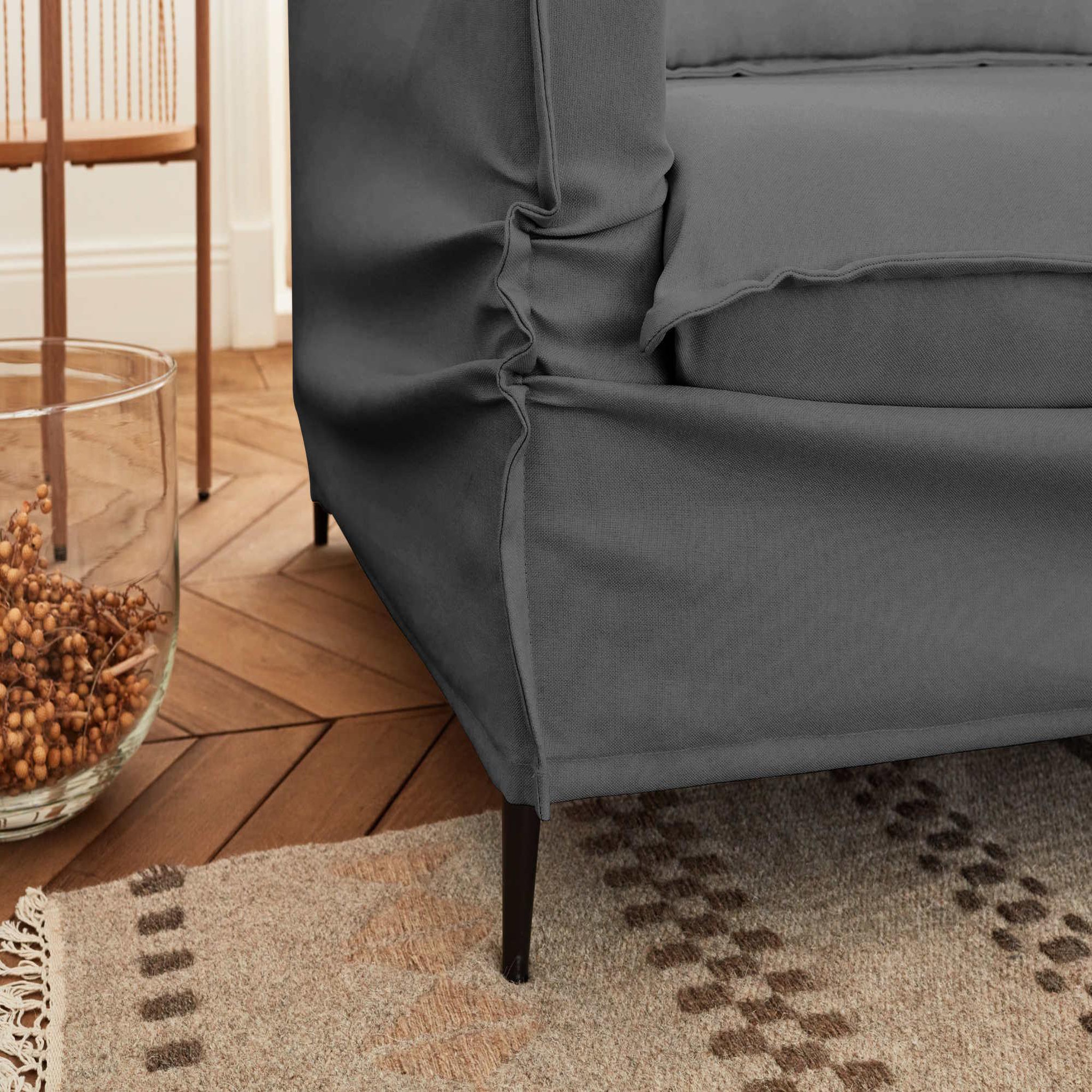 Voir la diapositive 4 : LISA DESIGN Adriann - canapé d'angle droit fixe - 4 places - en tissu déhoussable