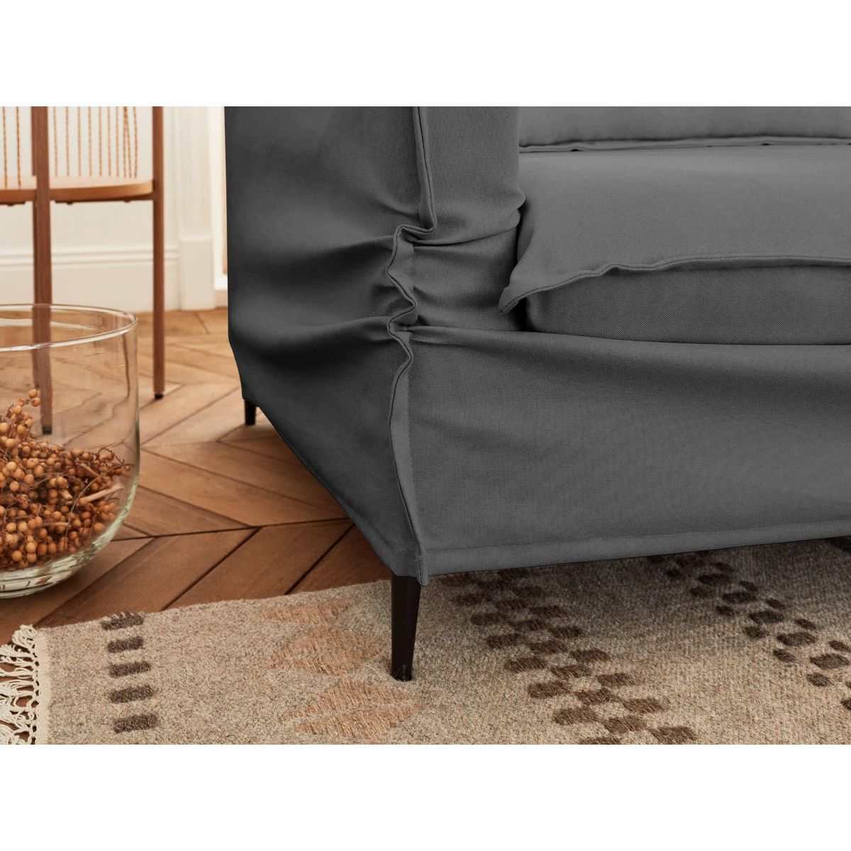 LISA DESIGN Adriann - canapé d'angle droit fixe - 4 places - en tissu déhoussable