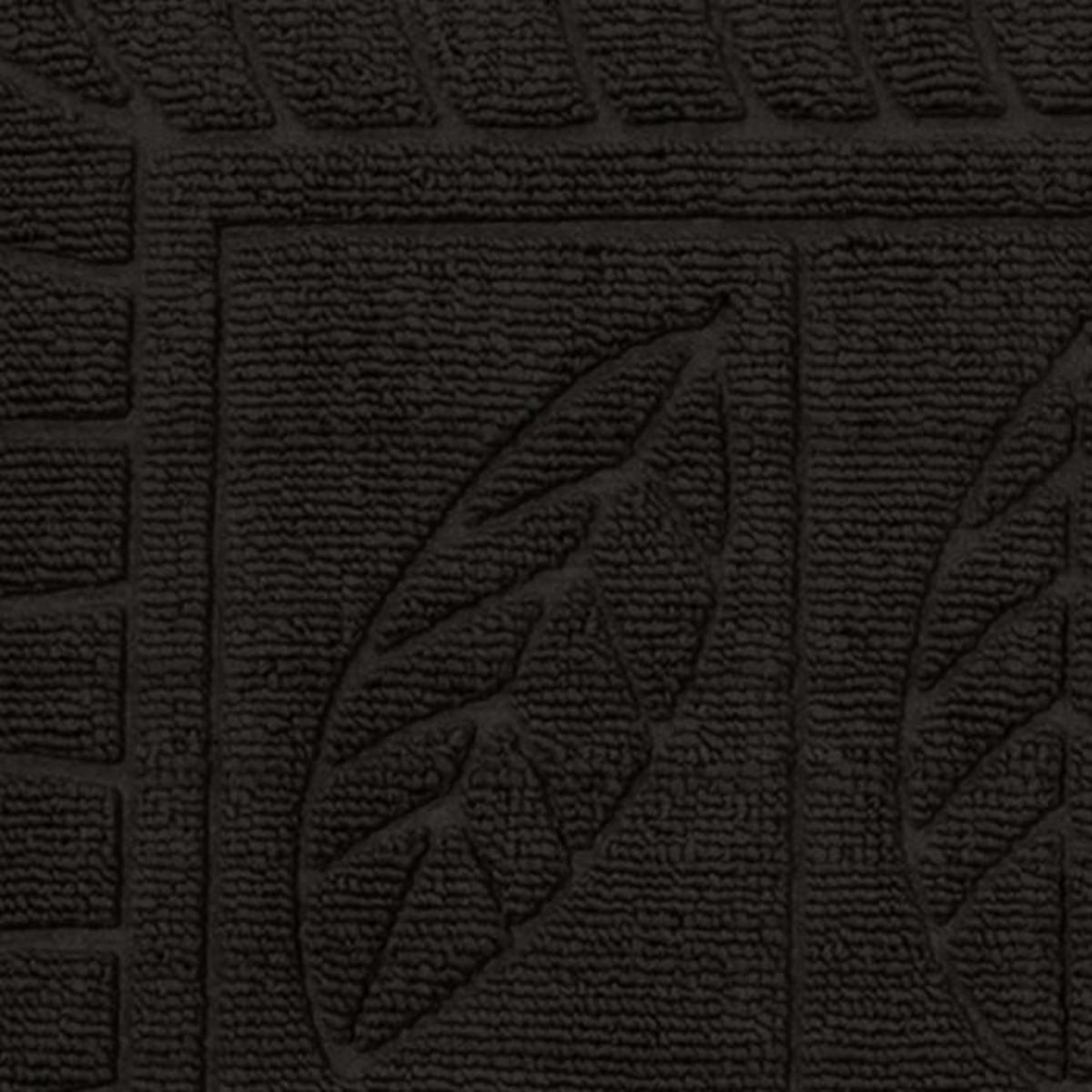 Paris Prix Tapis d'Entrée Demi-Lune  Feuilles  45x75cm Noir