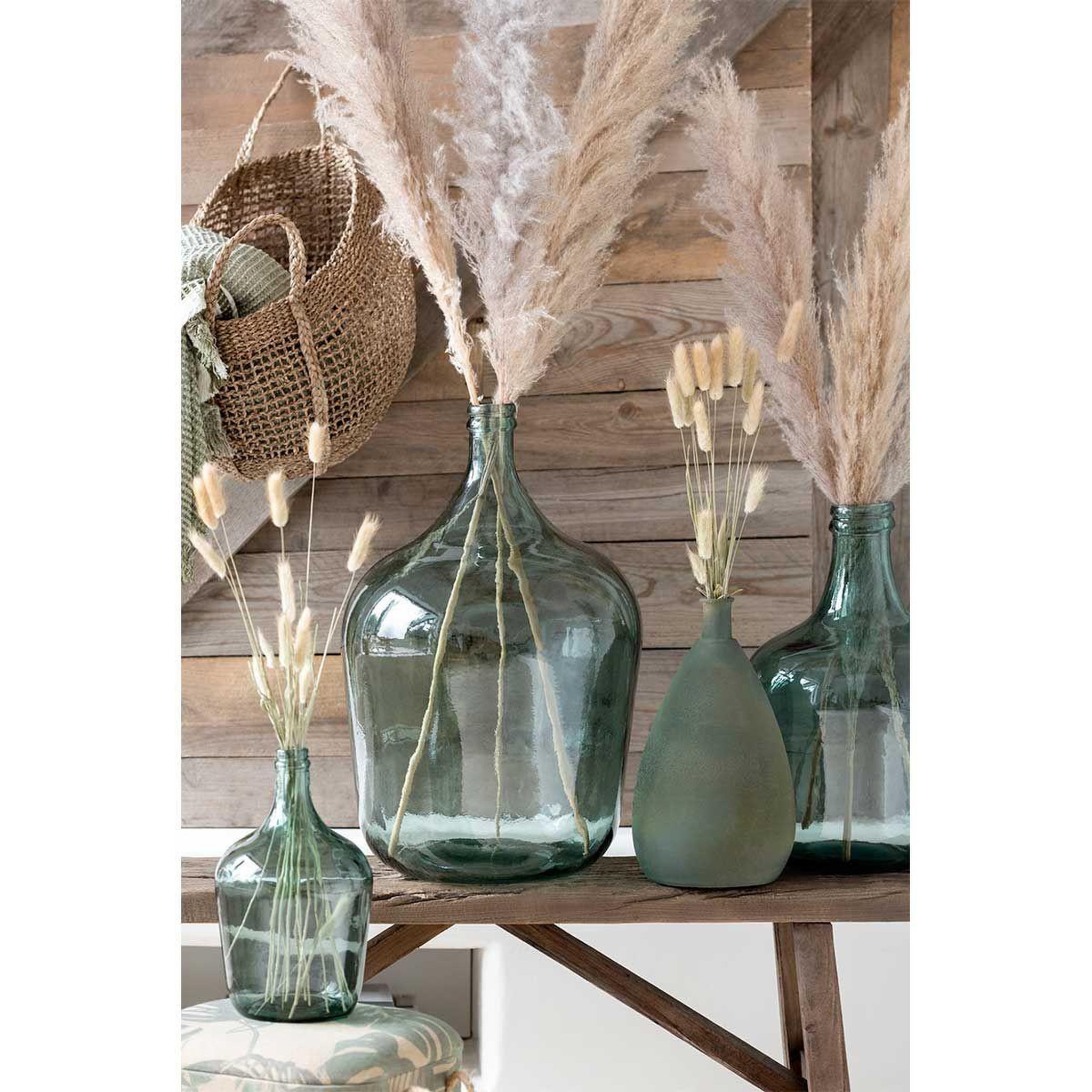 Voir la diapositive 3 : J-LINE Vase design en verre  carafe  56cm vert