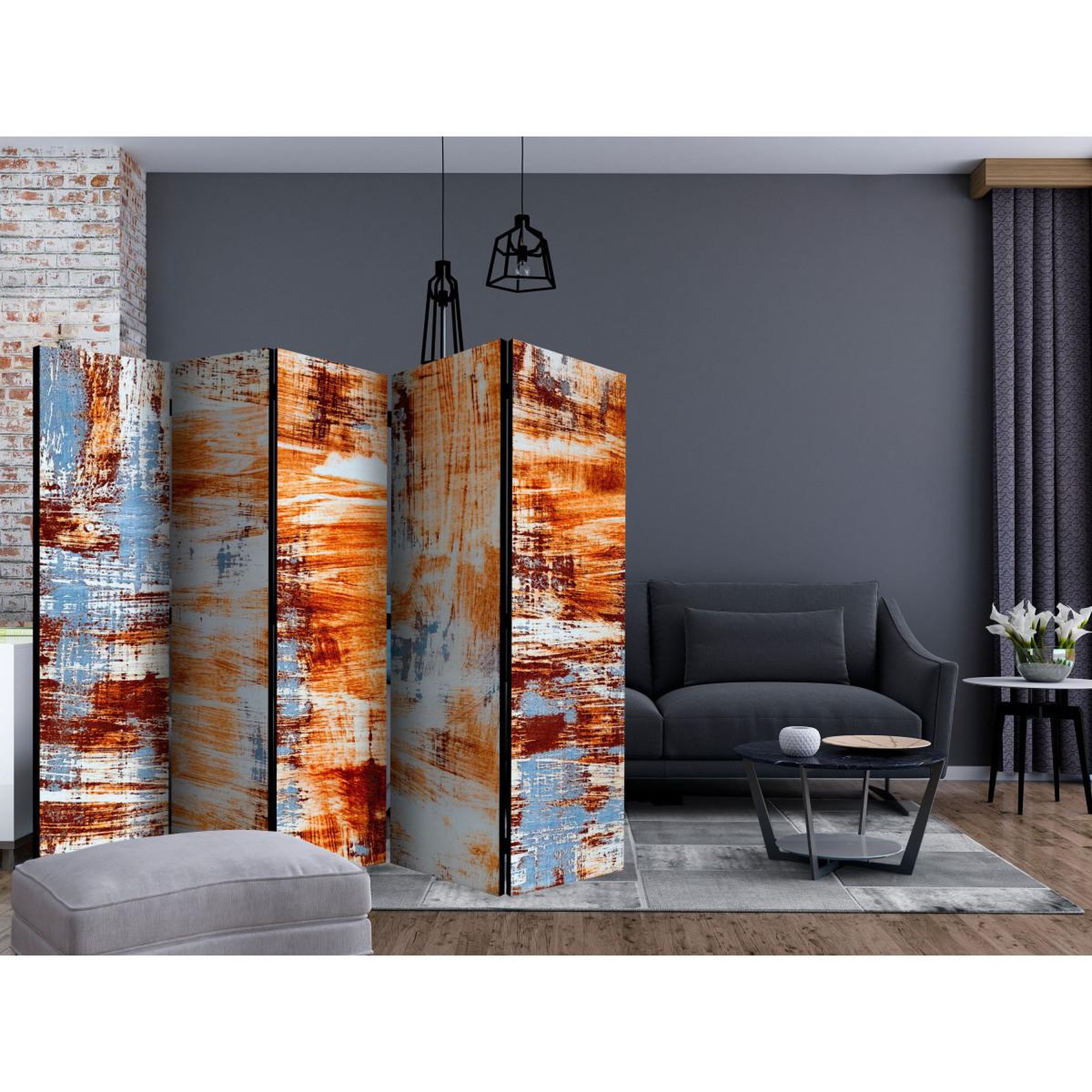 Voir la diapositive 2 : Paris Prix Paravent 5 volets  corrosion  172x225cm