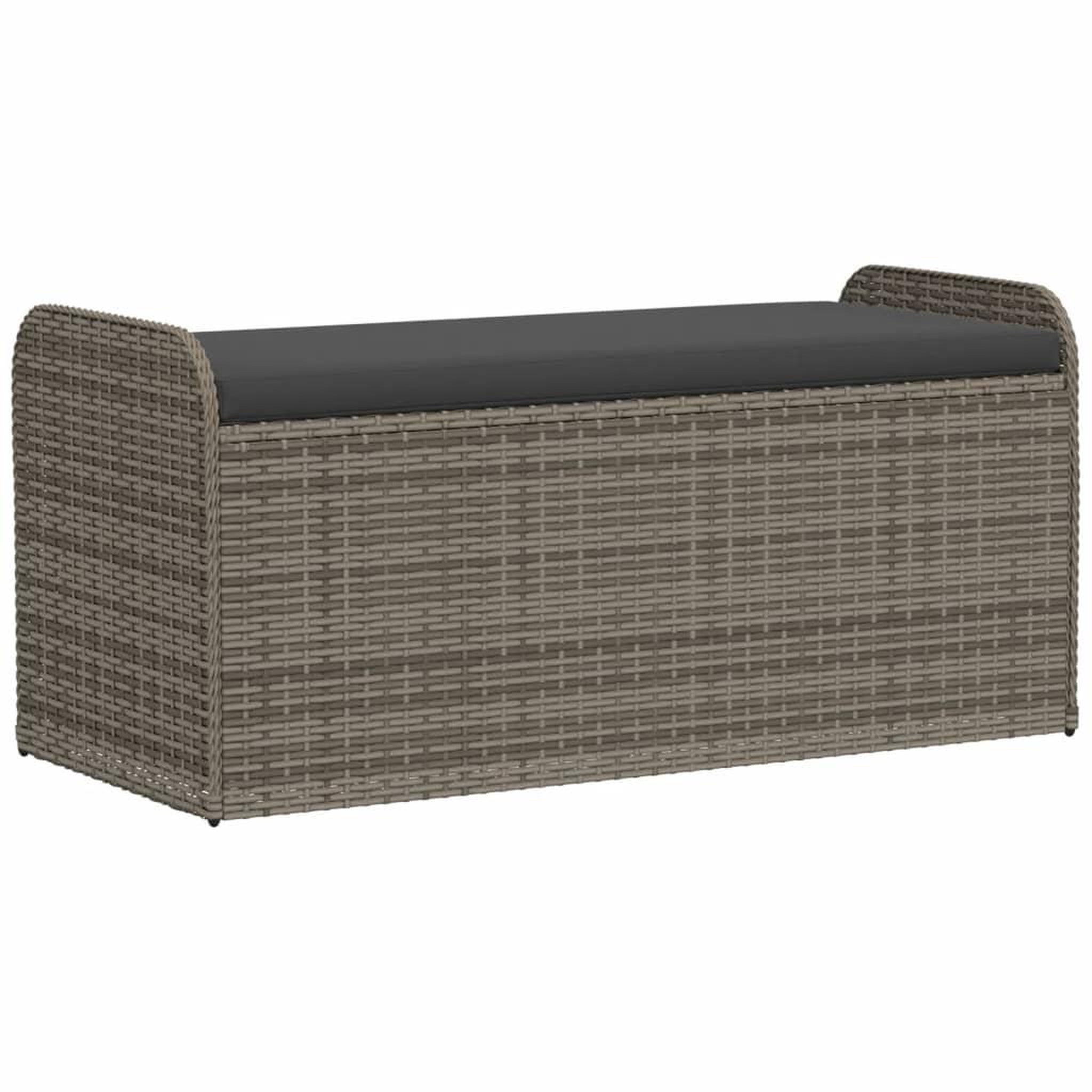 Voir la diapositive 2 : VIDAXL Banc de rangement avec coussin gris 115x51x52 cm resine tressee
