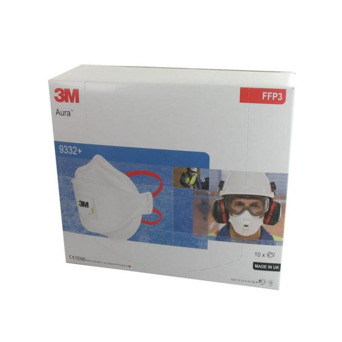 3M Masque 3M Aura 9332 anti-poussières pliable FFP3 avec soupape x 10