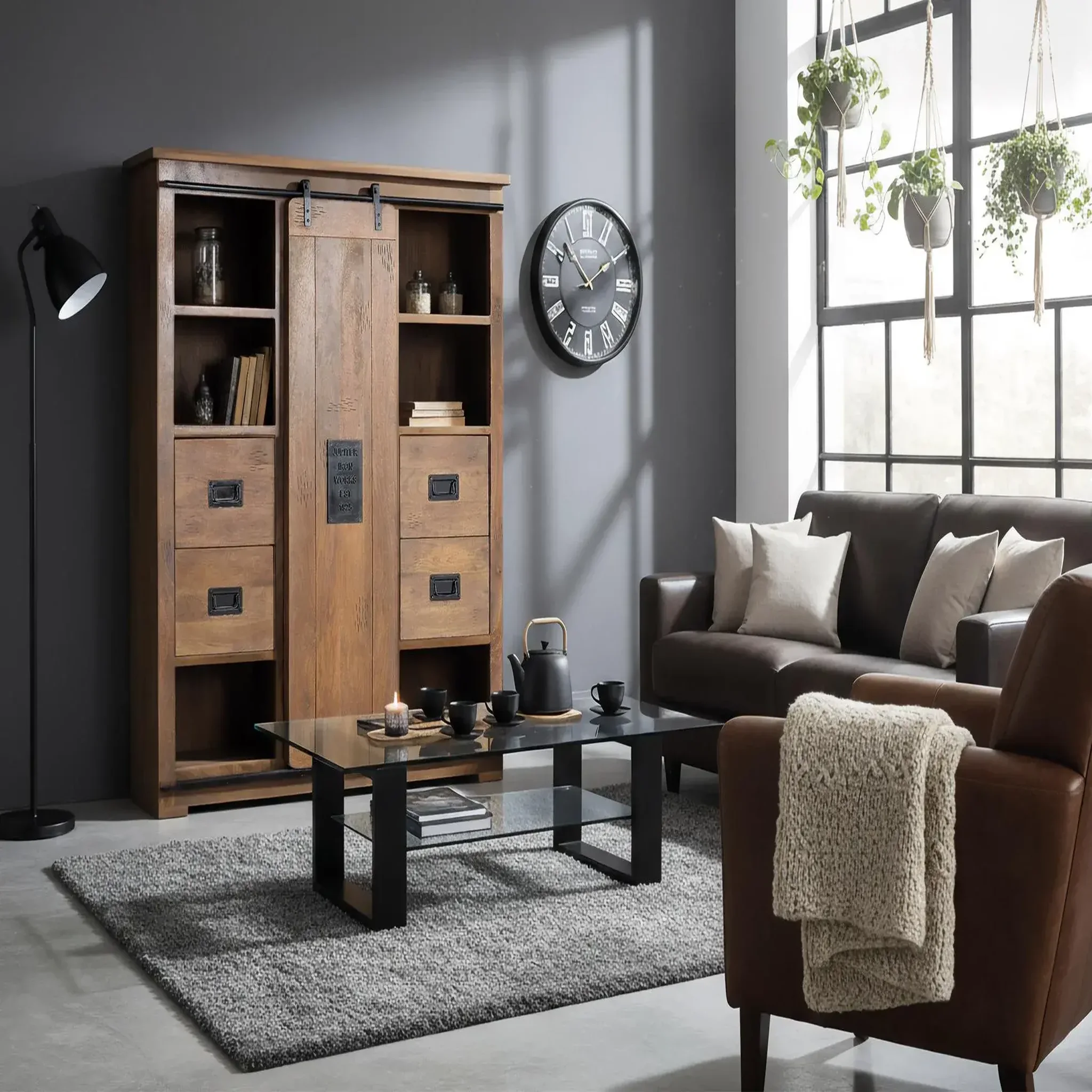 Voir la diapositive 2 : GINER Y COLOMER SL Vaisselier en bois de manguier 140 cm style industriel