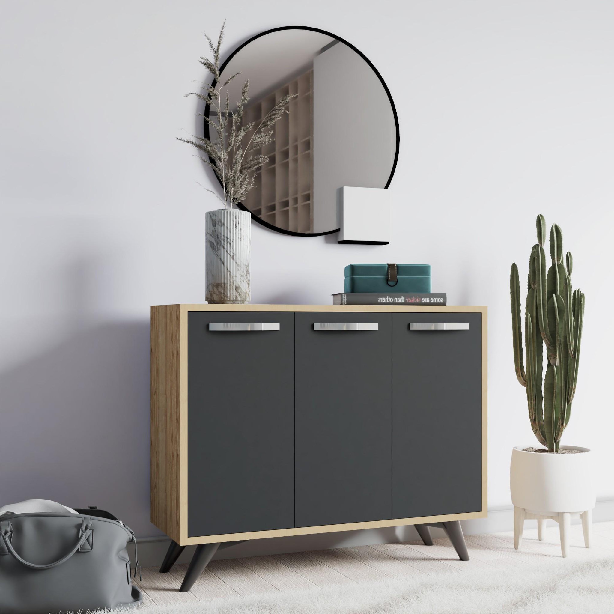 Voir la diapositive 3 : Habitat et Jardin Buffet en bois  Piffa  - 100 x 35 x 82 cm - Gris anthracite