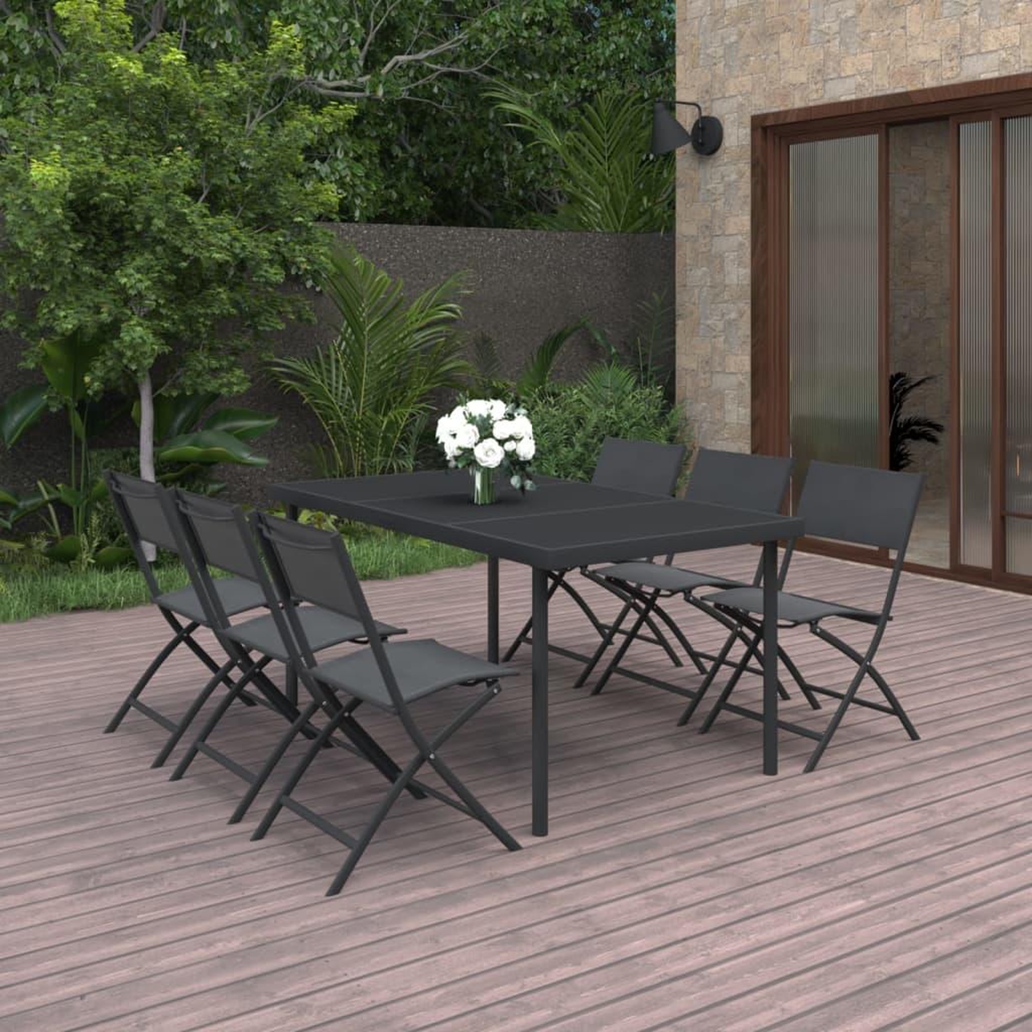 Voir la diapositive 1 : VIDAXL Mobilier de salle a manger d'exterieur 7 pcs Acier