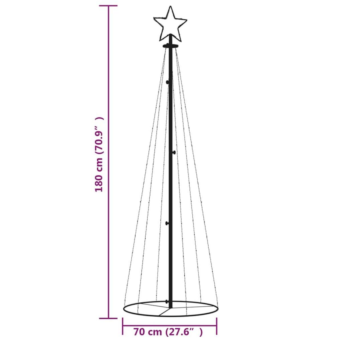 VIDAXL Arbre de Noël cone 108 LED Bleues 70x180 cm
