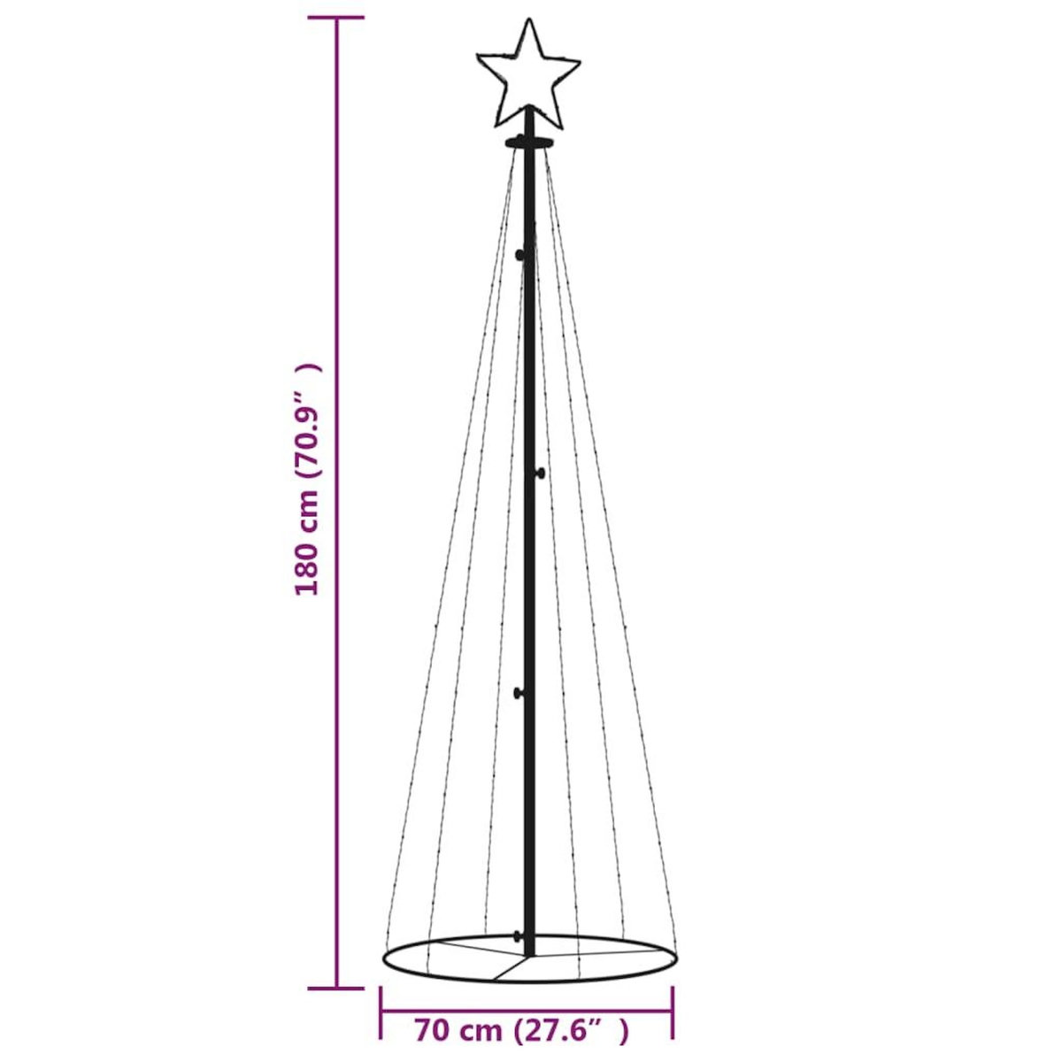 VIDAXL Arbre de Noël cone 108 LED Bleues 70x180 cm