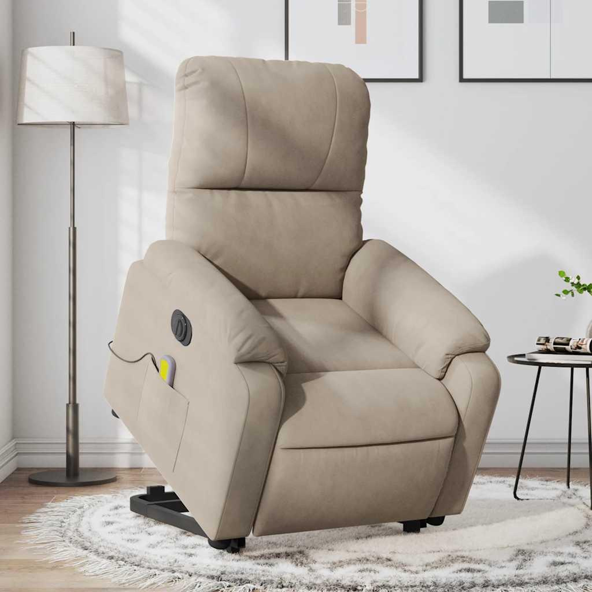 VIDAXL Fauteuil inclinable de massage electrique taupe