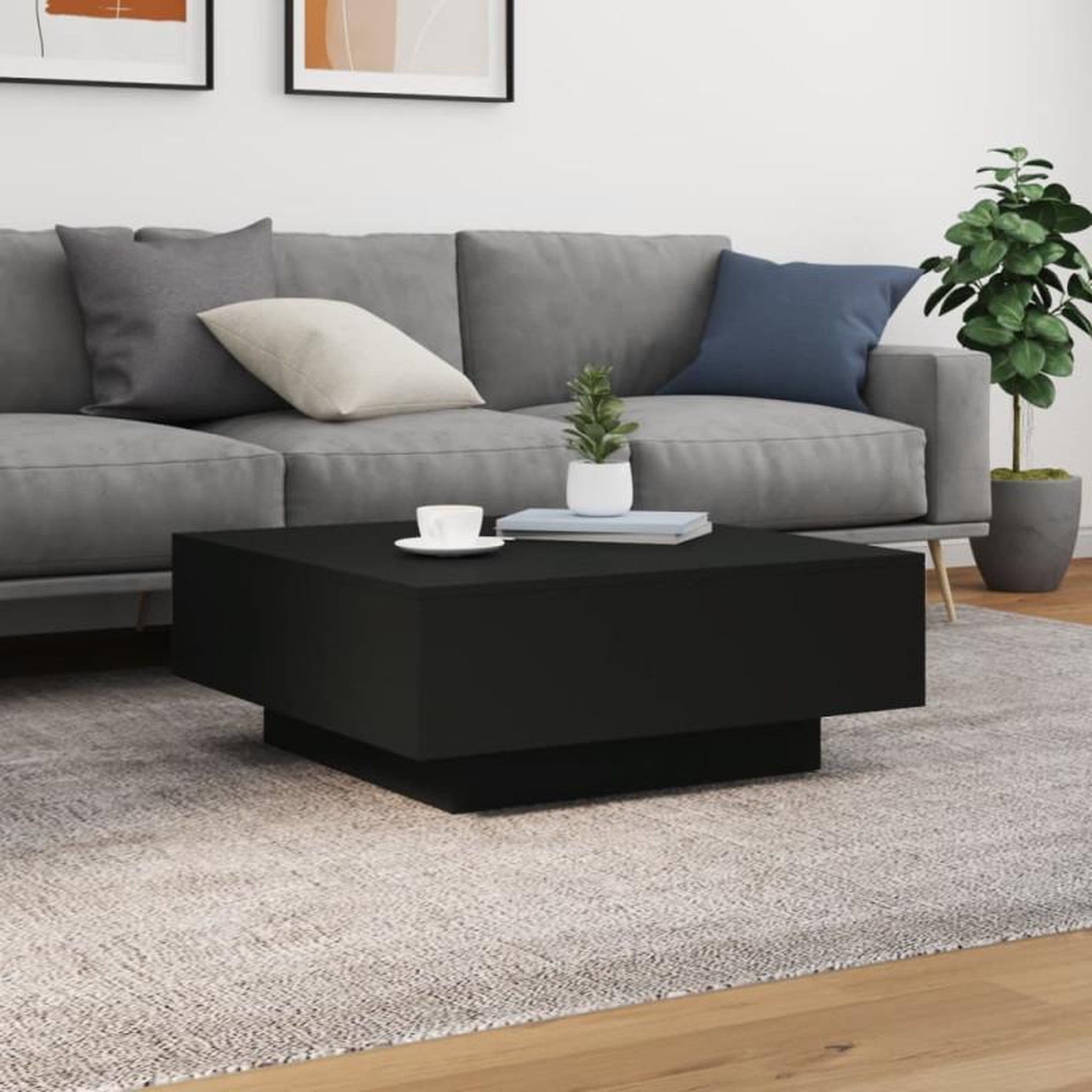 Voir la diapositive 5 : VIDAXL Table basse avec lumières LED noir 80x80x31 cm