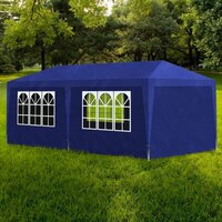 Outsunny Tonnelle Tente de Réception Pliante Pavillon Chapiteau Barnum 3 X  6 M Bleu Cote Demontables 