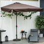 Voir la diapositive 2 : OUTSUNNY Demi parasol - parasol de balcon 5 entretoises métal dim. 2,3L x 1,3l x 2,49H m polyester haute densité chocolat