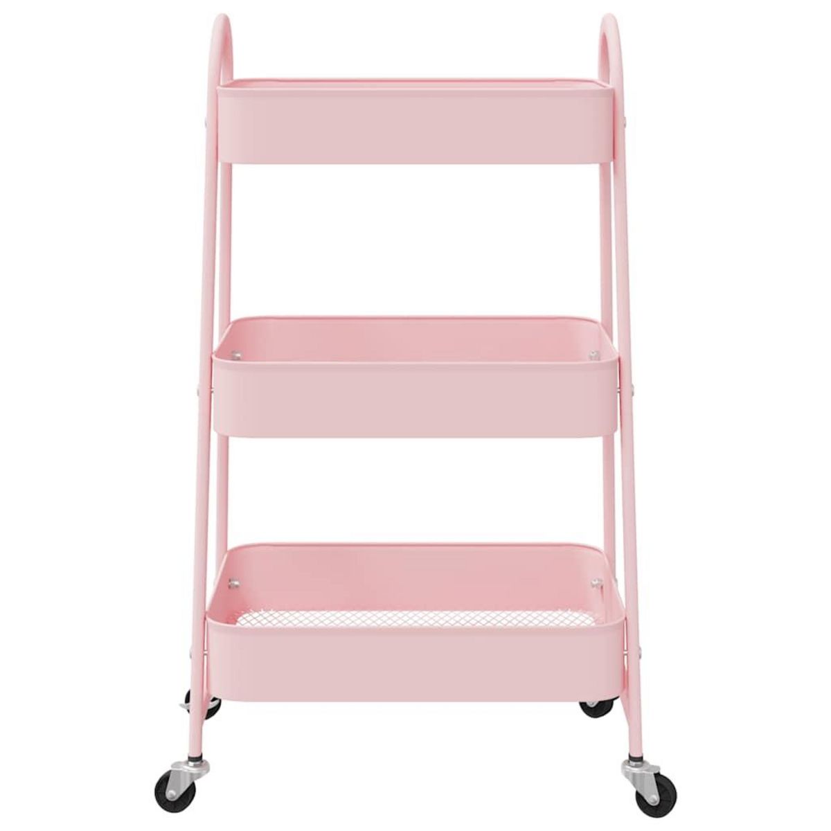 VIDAXL Chariot de rangement a 3 niveaux rose 42x41,5x77 cm acier