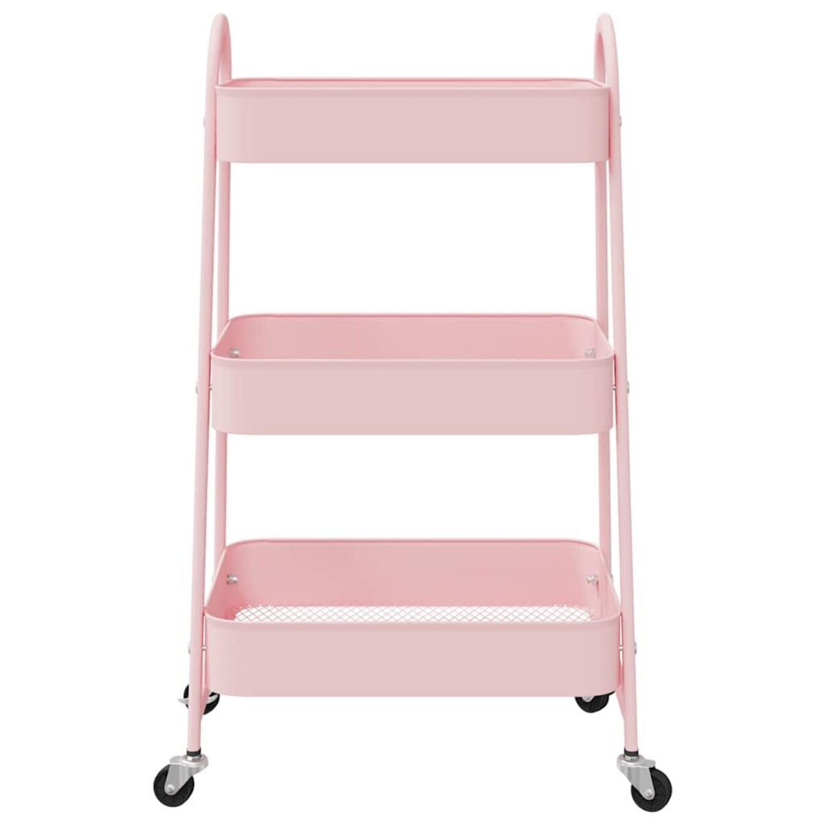 VIDAXL Chariot de rangement a 3 niveaux rose 42x41,5x77 cm acier