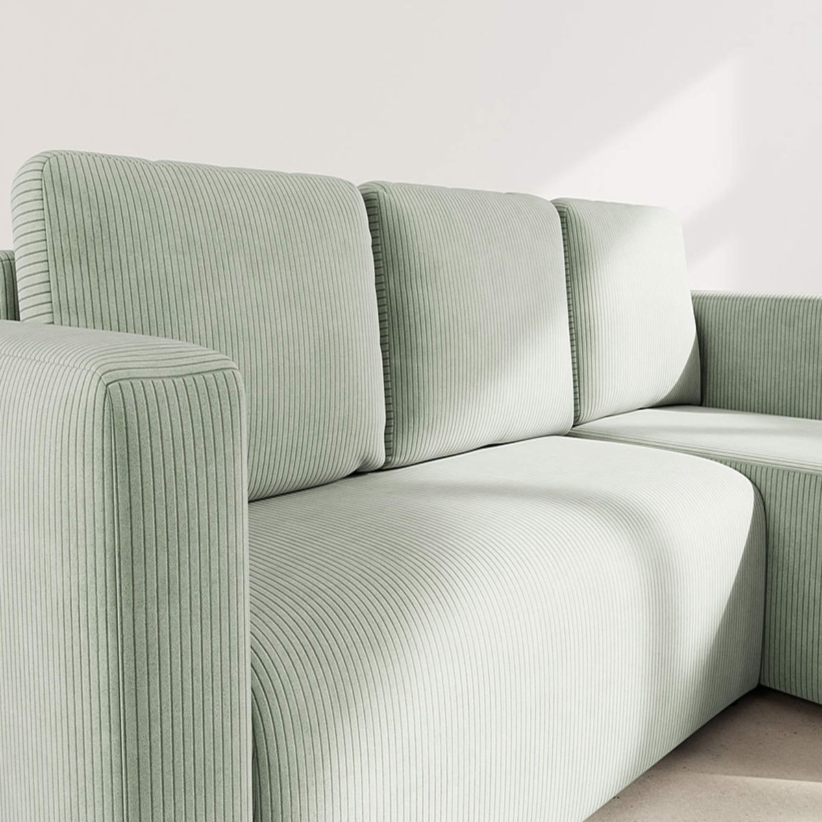 BEST MOBILIER Canopy - canapé d'angle réversible 4 places convertible avec coffre en velours côtelé