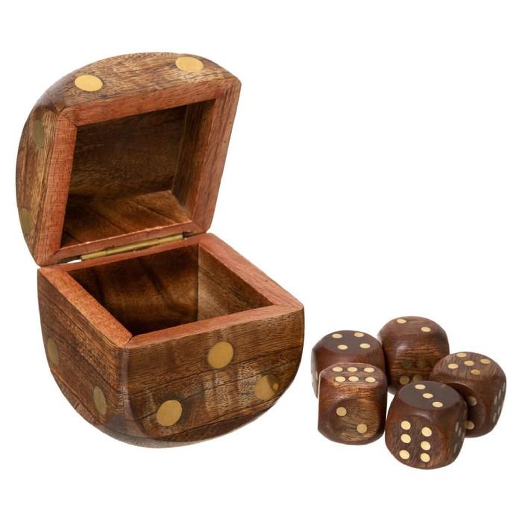 Voir la diapositive 4 : ATMOSPHERA Jeu de Dés Déco  Bois  6cm Marron